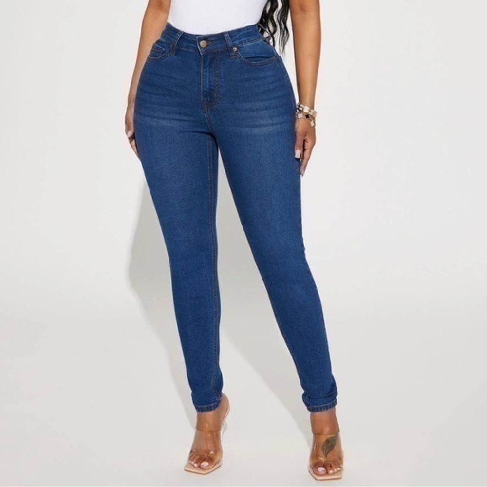 JUNIORS 7 FASHION NOVA HIGH WAISTED STRETCH INDIGO SKINNY JEANS‼️